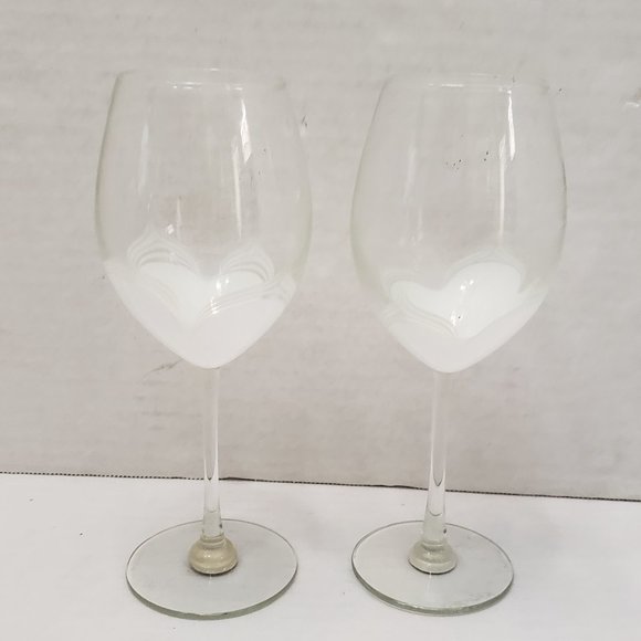 Tall Randy Strong Signed Artist Glass Wine Goblet White pull Clear Wave 80's 85 - Picture 14 of 16